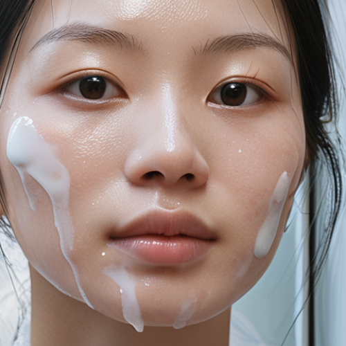 **

Prompt: Close-up of a woman's face in a polluted urban environment. Focus on skincare products labeled "Ceramide" and "Niacinamide," highlighting their role in strengthening the skin barrier. Gentle, soft lighting, emphasizing hydration and protection. Japanese skincare aesthetic, clean and modern.

**