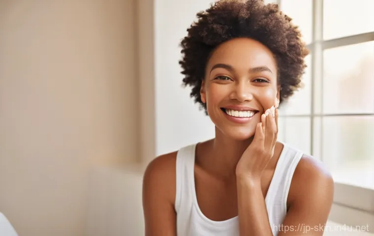 드럭스토어에서 구할 수 있는 스킨케어 추천 - **Prompt:** A beautiful, healthy woman in her late 20s or early 30s with clear, naturally radiant sk...